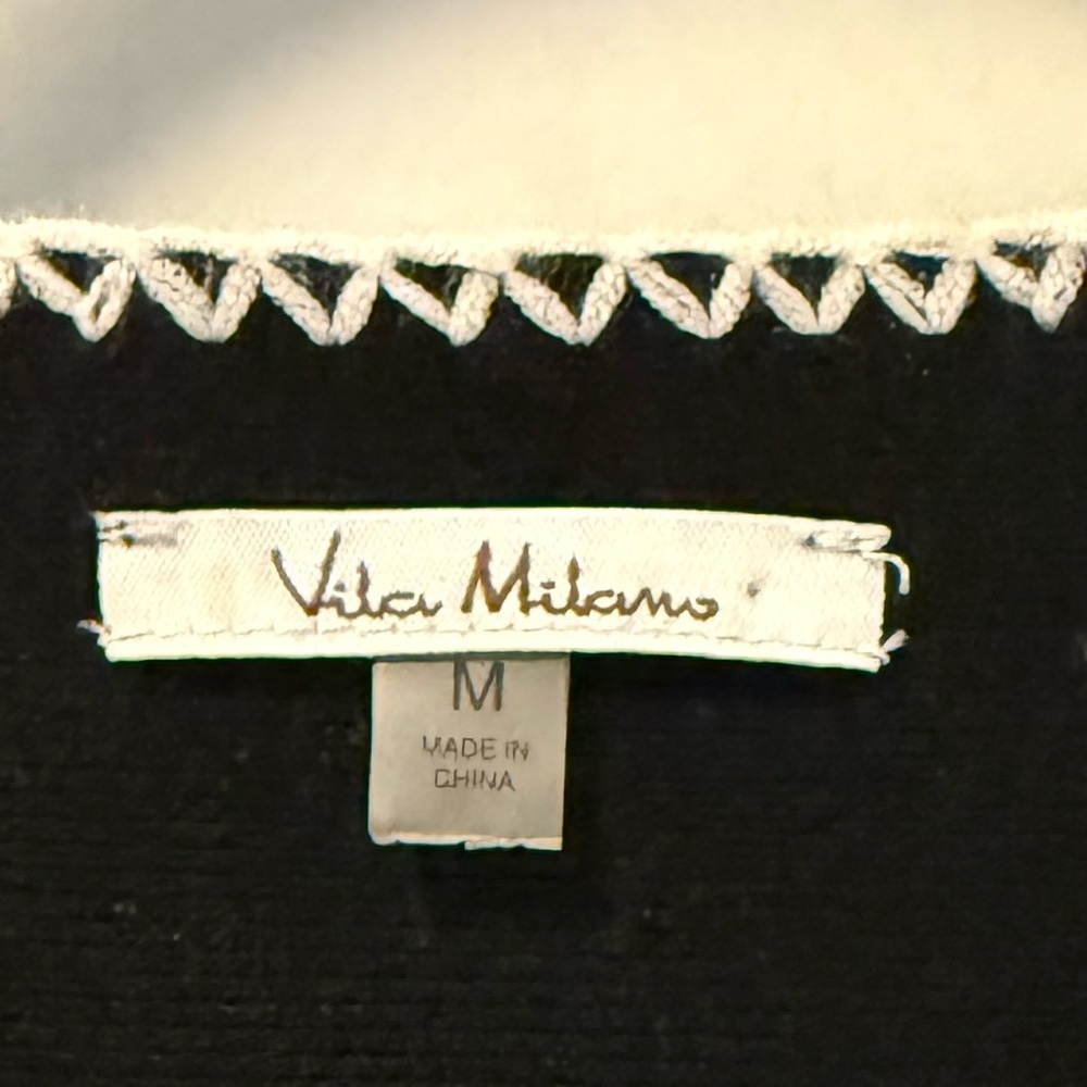 Vila Milano Black Lightweight Sweater with White Trim, Size M - Picture 5 of 6